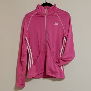 Adidas 💦 Athletic Sweatshirt Pink Zipper Pockets
